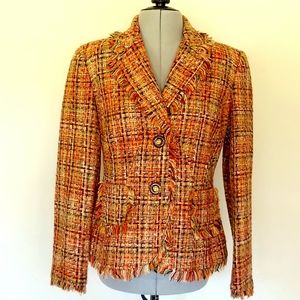 Tweed Jacket Orange/Brown Size 2 Petite